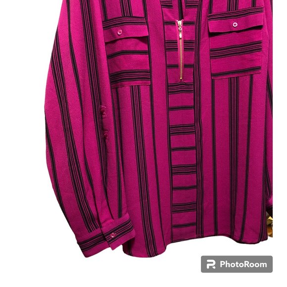 Kim Rogers Curvy, Long Sleeve Blouse V-Neck  Women's  Zip Front,  Size 2XL, - Picture 3 of 15